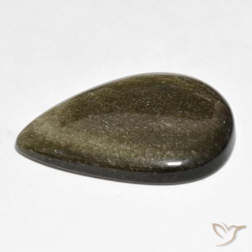 Obsidienne Noir avec reflets dorés naturelle En forme de poire, 19.79 ct, Opaque