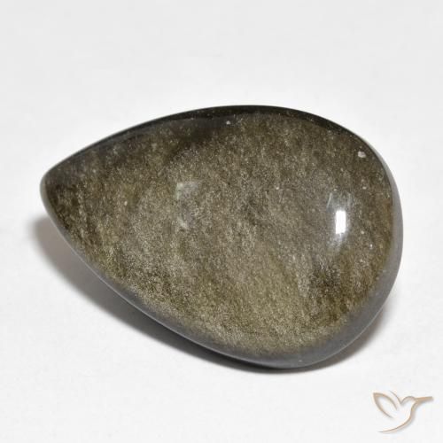 Obsidienne Noir avec reflets dorés naturelle En forme de poire, 22.95 ct, Opaque