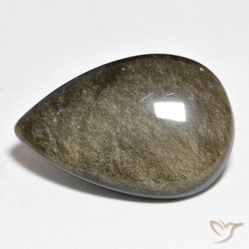 Obsidienne Noir avec reflets dorés naturelle En forme de poire, 22.95 ct, Opaque
