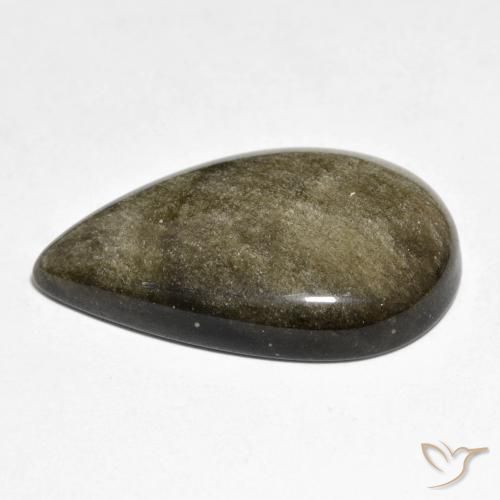 Obsidienne Noir avec reflets dorés naturelle En forme de poire, 22.95 ct, Opaque