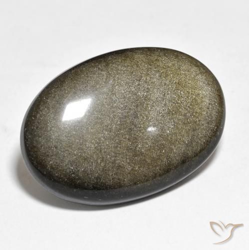 Obsidienne Noir avec reflets dorés naturelle ovale, 25.40 ct, Opaque