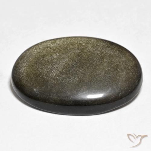 Obsidienne Noir avec reflets dorés naturelle ovale, 25.40 ct, Opaque