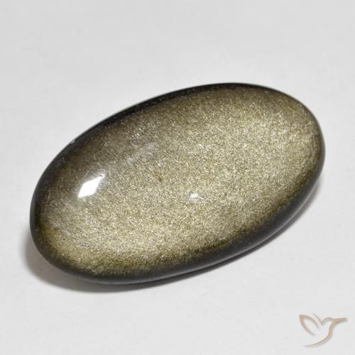 21.84ct Naturel Noir avec reflets dorés Obsidienne, ovale, Opaque