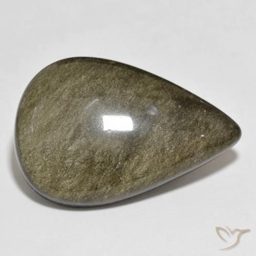 29.01ct Naturel Noir avec reflets dorés Obsidienne, En forme de poire, Opaque