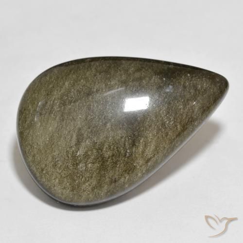 Obsidienne Noir avec reflets dorés naturelle En forme de poire, 29.01 ct, Opaque