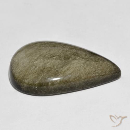 Obsidienne Noir avec reflets dorés naturelle En forme de poire, 29.01 ct, Opaque