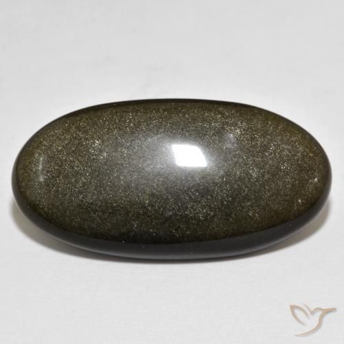 19.87ct Naturel Noir avec reflets dorés Obsidienne, ovale, Opaque