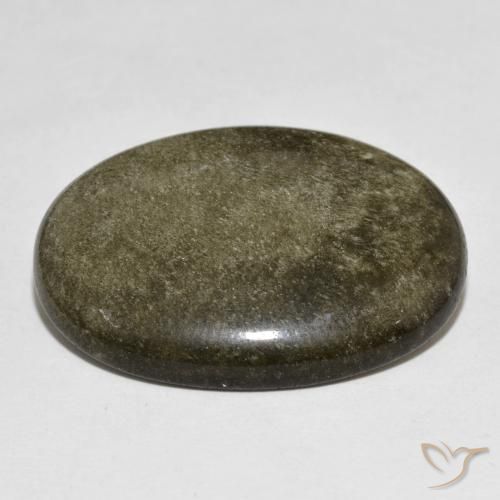 Obsidienne Noir avec reflets dorés naturelle ovale, 21.74 ct, Opaque