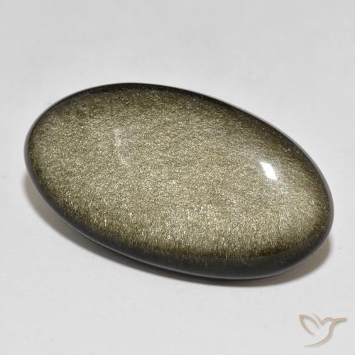 33.15ct Naturel Noir avec reflets dorés Obsidienne, ovale, Opaque