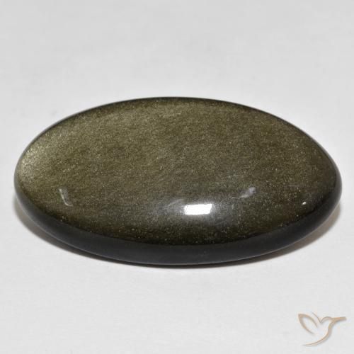 Obsidienne Noir avec reflets dorés naturelle ovale, 33.15 ct, Opaque