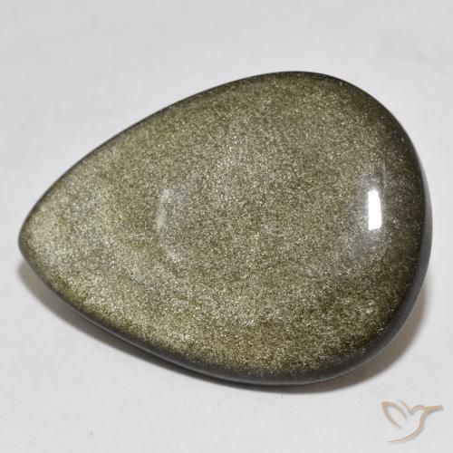 26.37ct Naturel Noir avec reflets dorés Obsidienne, En forme de poire, Opaque
