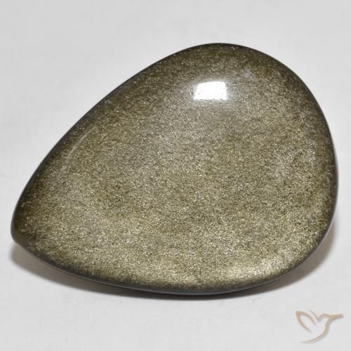 Obsidienne Noir avec reflets dorés naturelle En forme de poire, 26.37 ct, Opaque