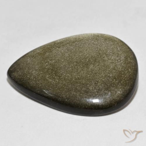 Obsidienne Noir avec reflets dorés naturelle En forme de poire, 26.37 ct, Opaque