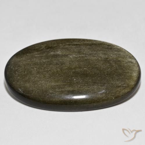 Obsidienne Noir avec reflets dorés naturelle ovale, 39.46 ct, Opaque