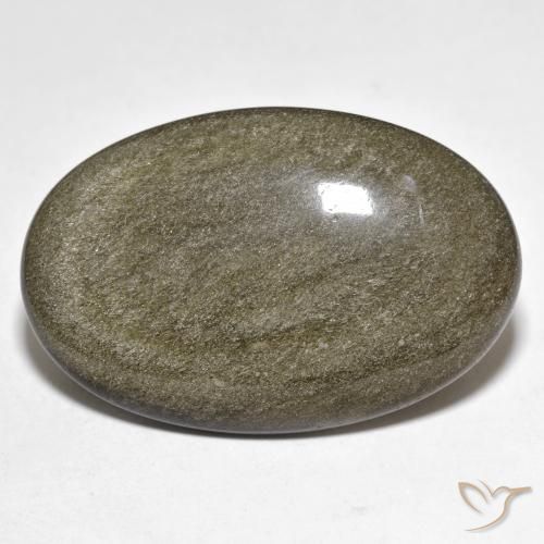 Obsidienne Noir avec reflets dorés naturelle ovale, 27.63 ct, Opaque