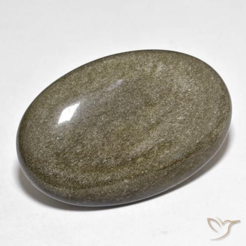 Obsidienne Noir avec reflets dorés naturelle ovale, 27.63 ct, Opaque