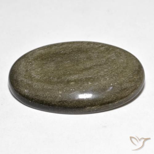 Obsidienne Noir avec reflets dorés naturelle ovale, 27.63 ct, Opaque
