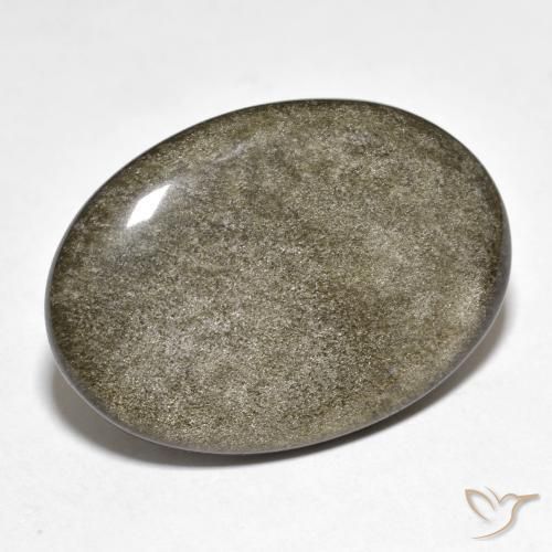 Obsidienne Noir avec reflets dorés naturelle ovale, 20.01 ct, Opaque
