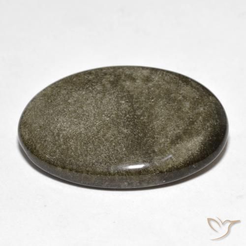 Obsidienne Noir avec reflets dorés naturelle ovale, 20.01 ct, Opaque