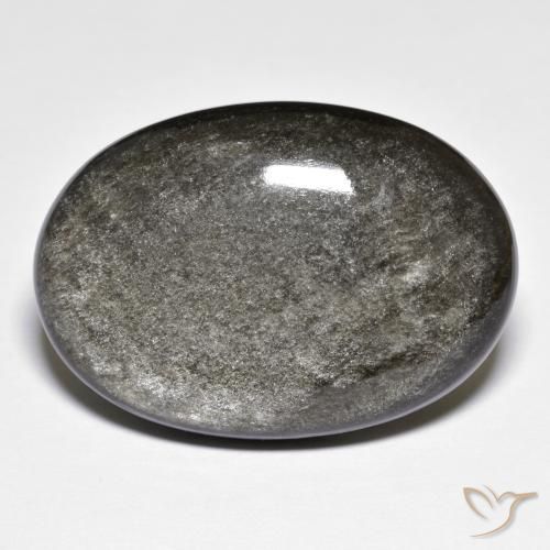Obsidienne gris naturelle coupe ovale, 32,02 ct, opaque