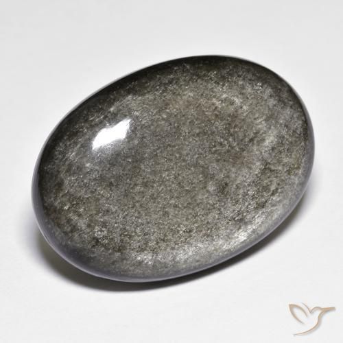 Obsidienne gris naturelle coupe ovale, 32,02 ct, opaque