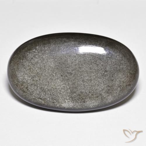 Obsidienne gris naturelle coupe ovale, 26,36 ct, opaque