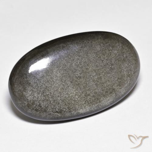 Obsidienne gris naturelle coupe ovale, 26,36 ct, opaque