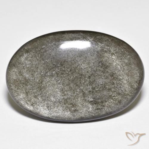 Obsidienne Gris moyen naturelle ovale, 24.72 ct, Opaque