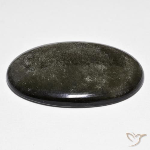 Obsidienne Gris moyen naturelle ovale, 24.72 ct, Opaque