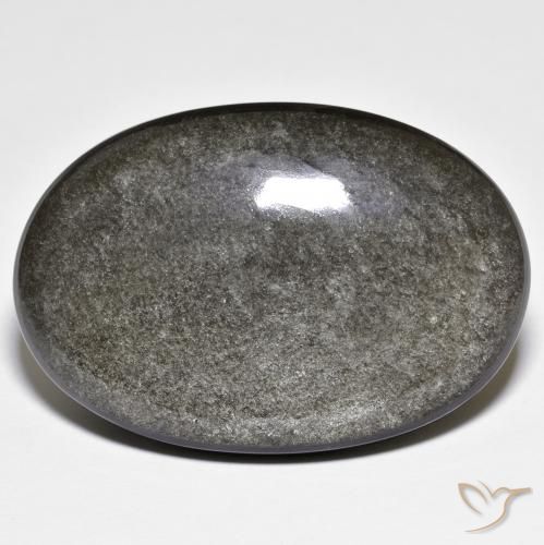 41.78ct Naturel Noir grisâtre Obsidienne, ovale, Opaque