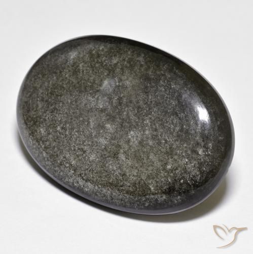 Obsidienne Noir grisâtre naturelle ovale, 41.78 ct, Opaque