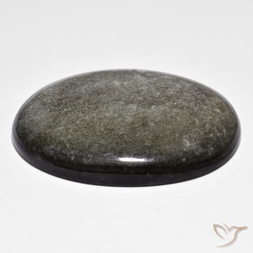 Obsidienne Noir grisâtre naturelle ovale, 41.78 ct, Opaque