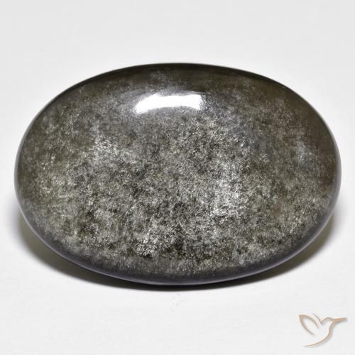 Obsidienne Gris moyen-foncé naturelle ovale, 27.47 ct, Opaque