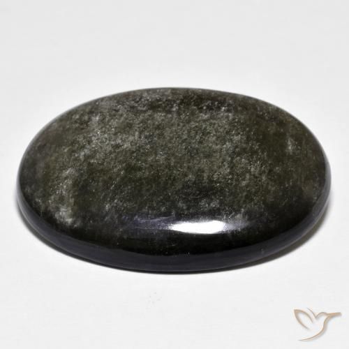 Obsidienne Gris moyen-foncé naturelle ovale, 27.47 ct, Opaque