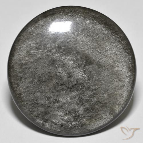 Obsidienne gris naturelle coupe roude, 37,03 ct, opaque