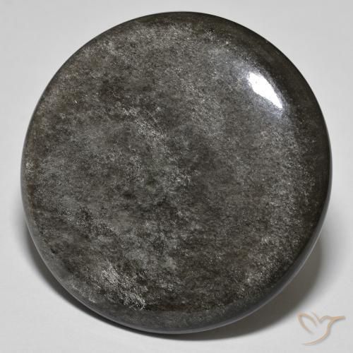 Obsidienne gris naturelle coupe roude, 37,03 ct, opaque