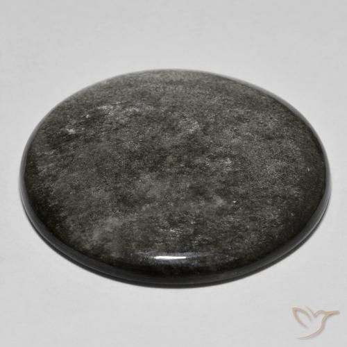 Obsidienne gris naturelle coupe roude, 37,03 ct, opaque