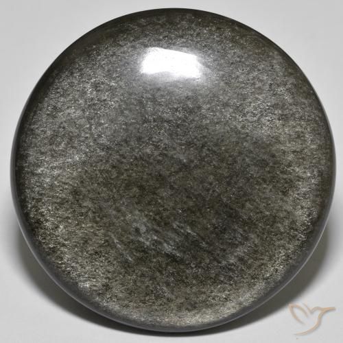 Obsidienne gris naturelle coupe roude, 44,58 ct, opaque