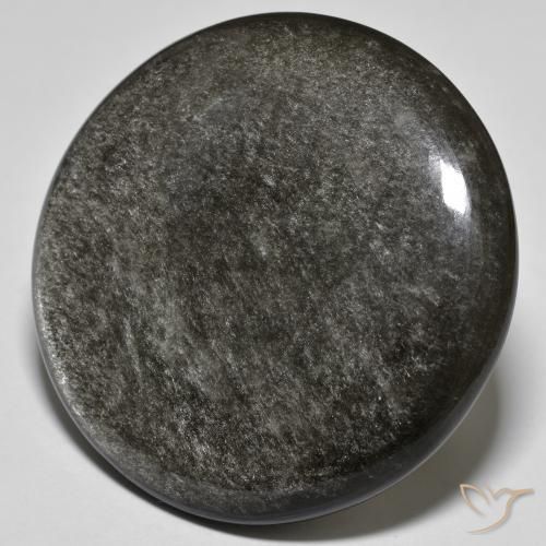 Obsidienne gris naturelle coupe roude, 44,58 ct, opaque