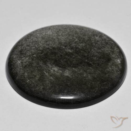 Obsidienne gris naturelle coupe roude, 44,58 ct, opaque
