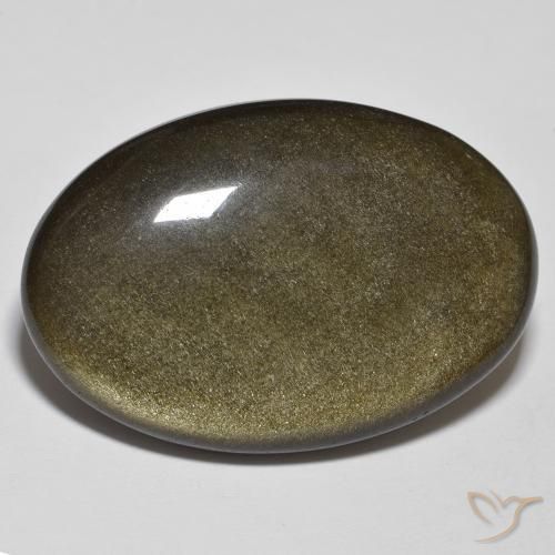 Obsidienne Noir avec reflets dorés naturelle ovale, 27.67 ct, Opaque