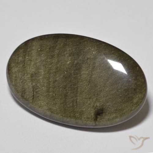Obsidienne Noir avec reflets dorés naturelle ovale, 33.09 ct, Opaque