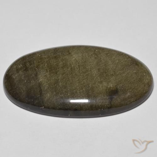 Obsidienne Noir avec reflets dorés naturelle ovale, 33.09 ct, Opaque