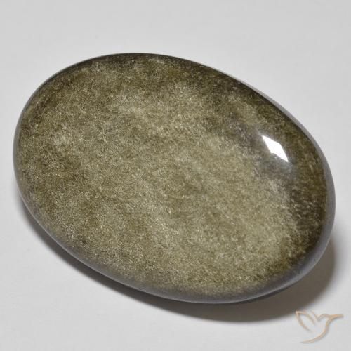 Obsidienne Noir avec reflets dorés naturelle ovale, 36.78 ct, Opaque