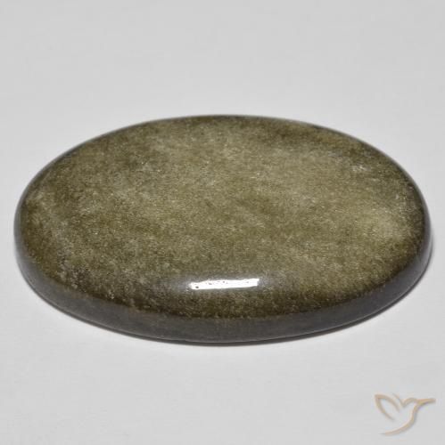 Obsidienne Noir avec reflets dorés naturelle ovale, 36.78 ct, Opaque