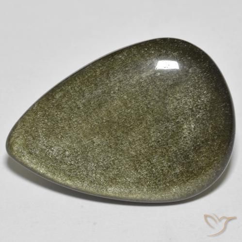 21.49ct Naturel Noir avec reflets dorés Obsidienne, En forme de poire, Opaque