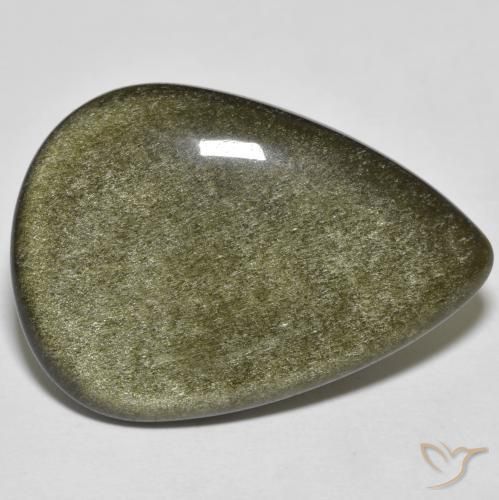 Obsidienne Noir avec reflets dorés naturelle En forme de poire, 21.49 ct, Opaque
