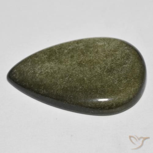 Obsidienne Noir avec reflets dorés naturelle En forme de poire, 21.49 ct, Opaque