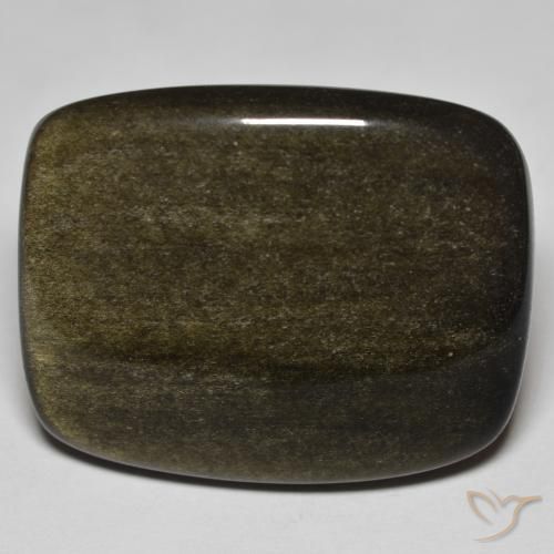 Obsidienne Noir avec reflets dorés naturelle Coussin, 35.04 ct, Opaque