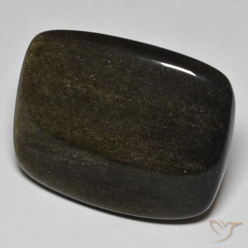 Obsidienne Noir avec reflets dorés naturelle Coussin, 35.04 ct, Opaque